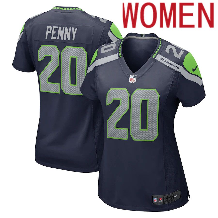 Women Seattle Seahawks #20 Rashaad Penny Nike College Navy Game NFL Jersey